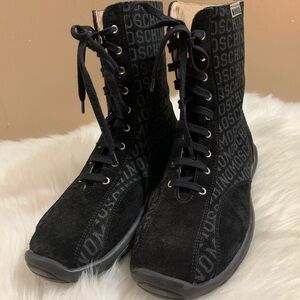 Moschino Womens Black Suede Mid Calf Boots Size 35